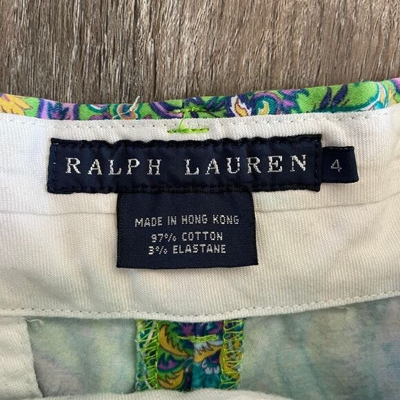 Ralph Lauren Paisley Casual Shorts in Green Purple - Size: 4 - Picture 3 of 5